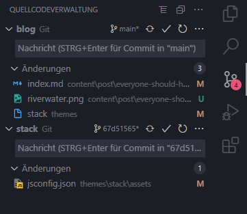 The Git source control panel in VSCode