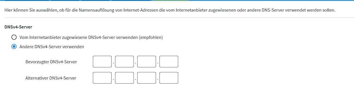 FritzBox DNS configuration